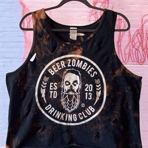 Beer Zombies Drinking Club Tie-Dye Tank | XL | Rare Goth distressed moto
